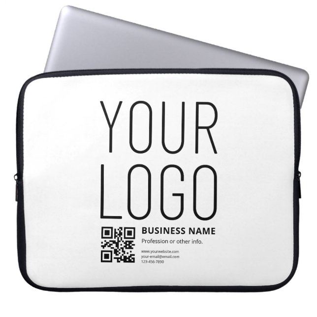 Uw logo met bewerkbare QR-code en tekst Laptop Sleeve (Voorkant)