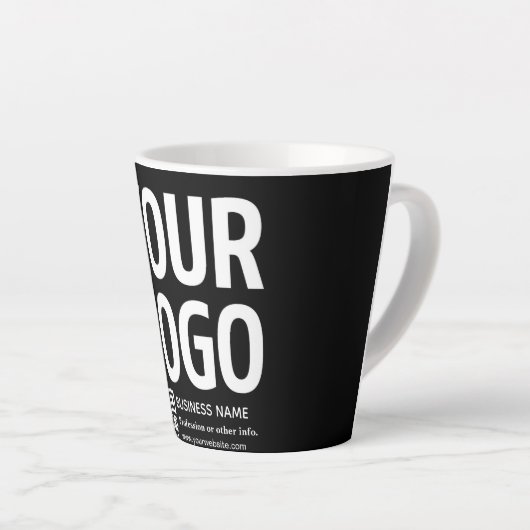 Uw logo met bewerkbare QR-code en tekst Latte Mok (Rechterhoek)
