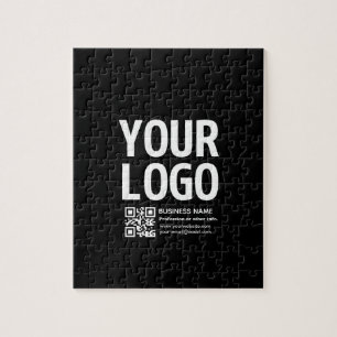 Uw logo met bewerkbare QR-code en tekst Legpuzzel