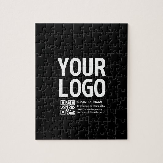 Uw logo met bewerkbare QR-code en tekst Legpuzzel (Verticaal)