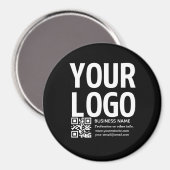 Uw logo met bewerkbare QR-code en tekst Magneet (Voorkant / Achterkant)