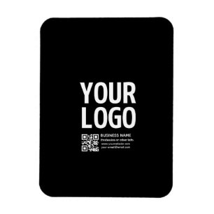 Uw logo met bewerkbare QR-code en tekst Magneet