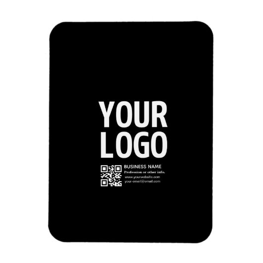 Uw logo met bewerkbare QR-code en tekst  Magneet (Verticaal)