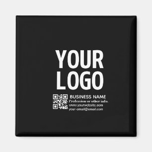 Uw logo met bewerkbare QR-code en tekst Magneet
