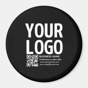 Uw logo met bewerkbare QR-code en tekst Magneet