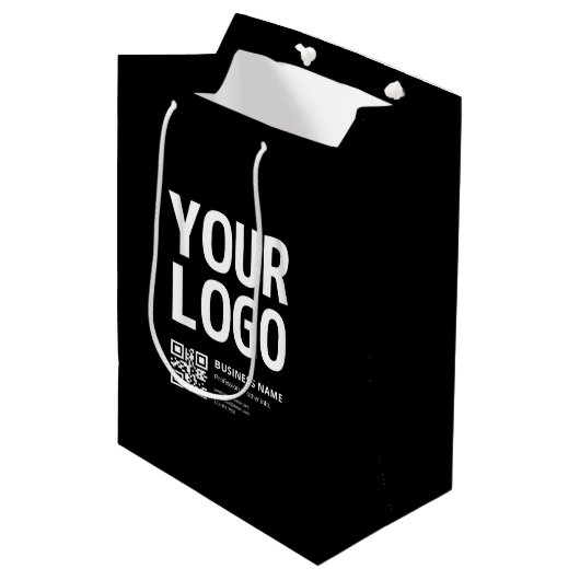 Uw logo met bewerkbare QR-code en tekst Medium Cadeauzakje (Voorkant Gekanteld)