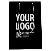 Uw logo met bewerkbare QR-code en tekst Medium Cadeauzakje (Achterkant)