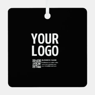 Uw logo met bewerkbare QR-code en tekst Metalen Ornament