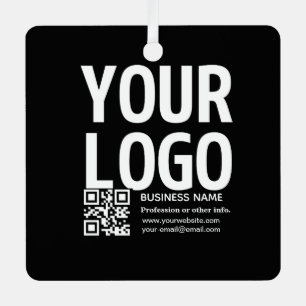 Uw logo met bewerkbare QR-code en tekst Metalen Ornament