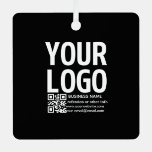 Uw logo met bewerkbare QR-code en tekst Metalen Ornament