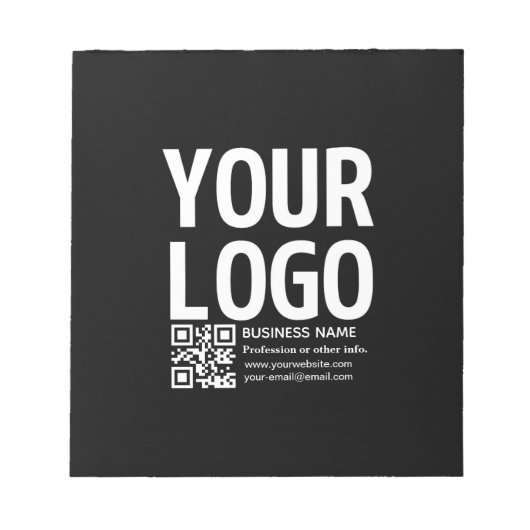 Uw logo met bewerkbare QR-code en tekst Notitieblok (Voorkant)