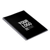 Uw logo met bewerkbare QR-code en tekst Notitieboek (Rechterzijde)