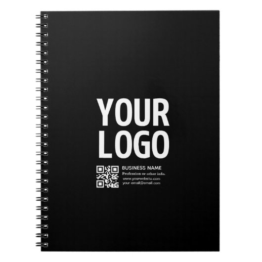 Uw logo met bewerkbare QR-code en tekst Notitieboek (Voorkant)