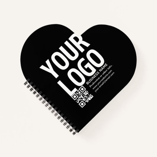 Uw logo met bewerkbare QR-code en tekst Notitieboek (Voorkant)