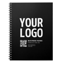 Uw logo met bewerkbare QR-code en tekst Notitieboek