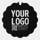 Uw logo met bewerkbare QR-code en tekst Ornament Kaart (Achterkant)