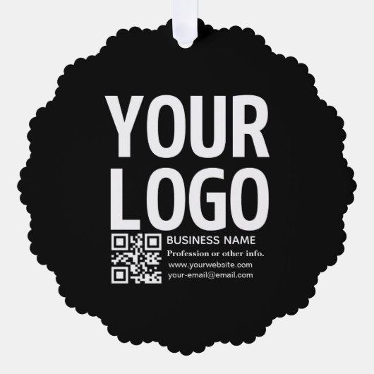 Uw logo met bewerkbare QR-code en tekst Ornament Kaart (Voorkant)