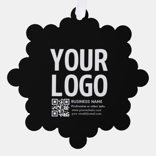 Uw logo met bewerkbare QR-code en tekst Ornament Kaart (Voorkant)