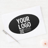 Uw logo met bewerkbare QR-code en tekst Ovale Sticker (Envelop)