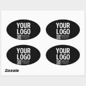 Uw logo met bewerkbare QR-code en tekst Ovale Sticker (Vel)