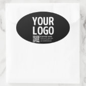Uw logo met bewerkbare QR-code en tekst Ovale Sticker (Tas)
