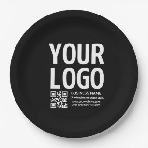 Uw logo met bewerkbare QR-code en tekst  Papieren Bordje