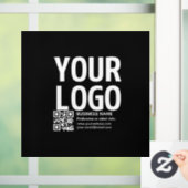 Uw logo met bewerkbare QR-code en tekst Raamsticker (Huis)