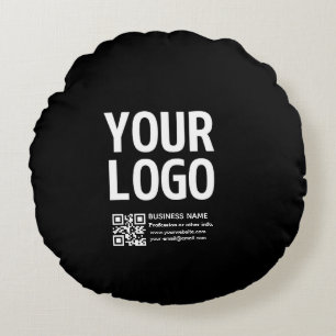 Uw logo met bewerkbare QR-code en tekst Rond Kussen