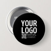 Uw logo met bewerkbare QR-code en tekst Ronde Button 7,6 Cm (Voorkant /achterkant)