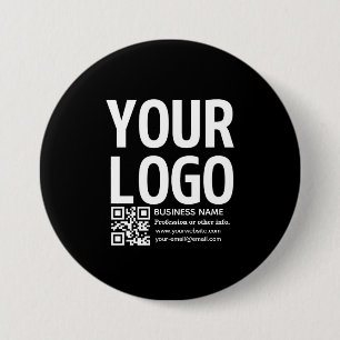 Uw logo met bewerkbare QR-code en tekst  Ronde Button 7,6 Cm