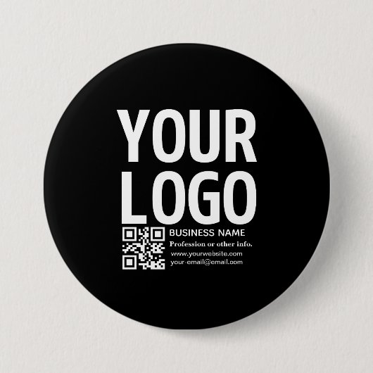 Uw logo met bewerkbare QR-code en tekst Ronde Button 7,6 Cm (Voorkant)