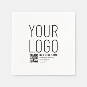 Uw logo met bewerkbare QR-code en tekst Servet
