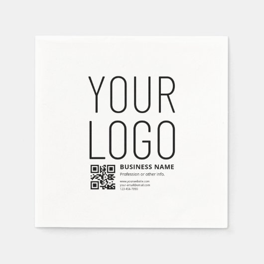 Uw logo met bewerkbare QR-code en tekst Servet (Voorkant)