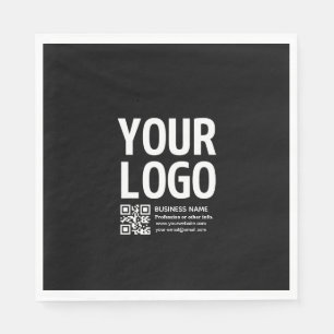 Uw logo met bewerkbare QR-code en tekst Servet