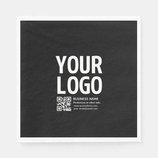 Uw logo met bewerkbare QR-code en tekst Servet (Voorkant)
