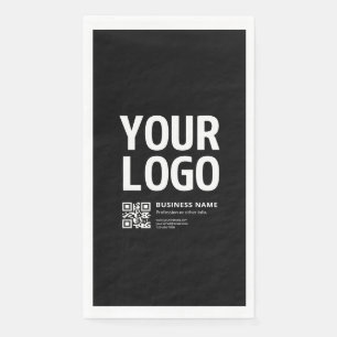 Uw logo met bewerkbare QR-code en tekst Servet