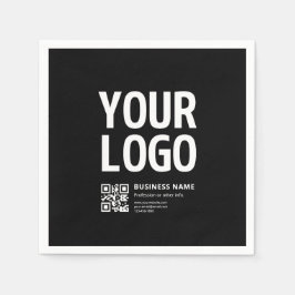 Uw logo met bewerkbare QR-code en tekst Servet