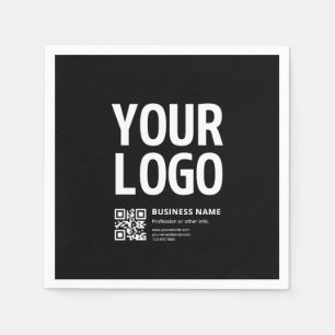 Uw logo met bewerkbare QR-code en tekst Servet