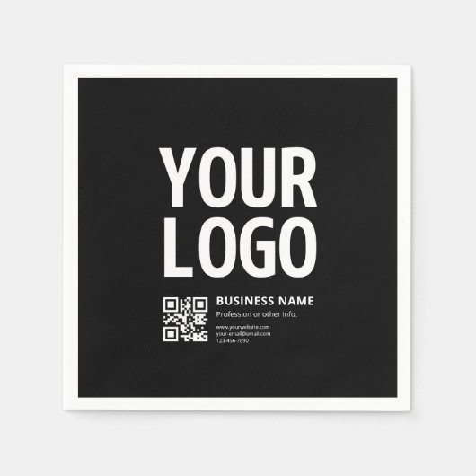 Uw logo met bewerkbare QR-code en tekst Servet (Voorkant)