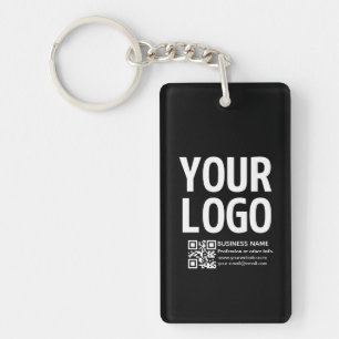 Uw logo met bewerkbare QR-code en tekst Sleutelhanger