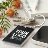 Uw logo met bewerkbare QR-code en tekst Sleutelhanger (Voorkant Rechts)
