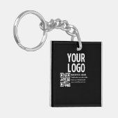 Uw logo met bewerkbare QR-code en tekst Sleutelhanger (Voorkant Links)