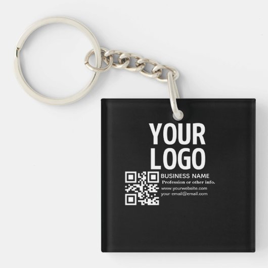 Uw logo met bewerkbare QR-code en tekst Sleutelhanger (Voorkant)