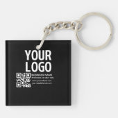 Uw logo met bewerkbare QR-code en tekst Sleutelhanger (Achterkant)