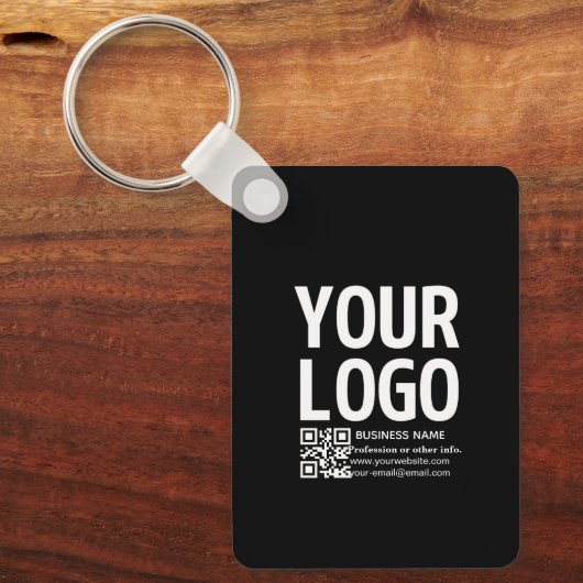 Uw logo met bewerkbare QR-code en tekst Sleutelhanger (Voorkant)