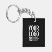 Uw logo met bewerkbare QR-code en tekst Sleutelhanger (Voorkant Links)
