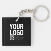Uw logo met bewerkbare QR-code en tekst Sleutelhanger (Achterkant)