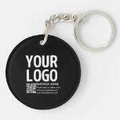 Uw logo met bewerkbare QR-code en tekst Sleutelhanger (Achterkant)