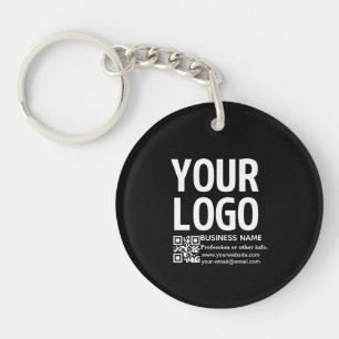 Uw logo met bewerkbare QR-code en tekst Sleutelhanger