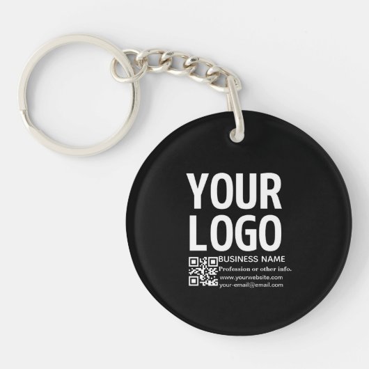 Uw logo met bewerkbare QR-code en tekst Sleutelhanger (Voorkant)